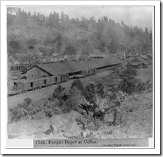 Freight Depot at Colfax.  Pub. 1866.  Library of Congress.